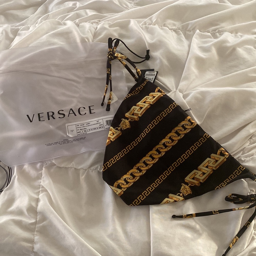 Versace chain pinstripe bikni bottoms black/gold - Picture 2 of 7